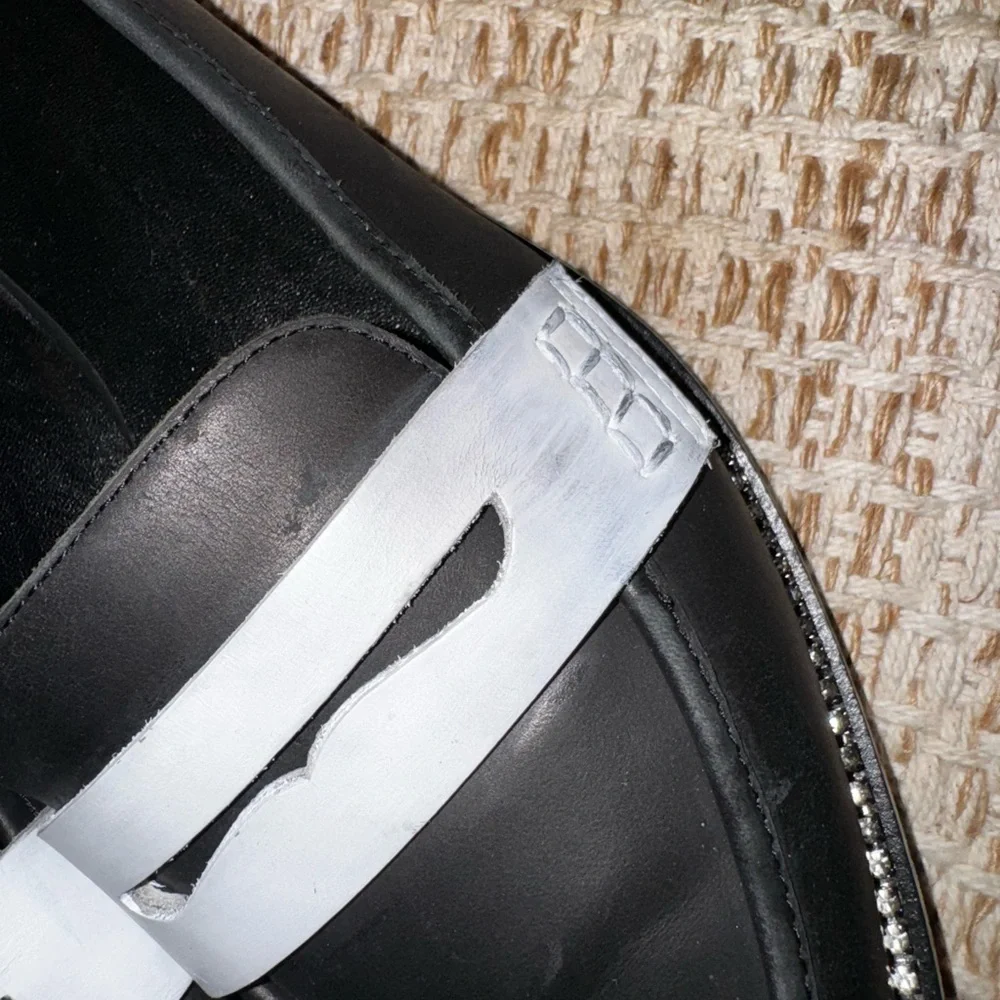 LPA BEATRIX Revolve Black White Pointed Toe Diamond Accent Loafers Size 10